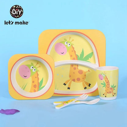 4 Piece Children's Eco-Friendly Bamboo Fiber Dishes