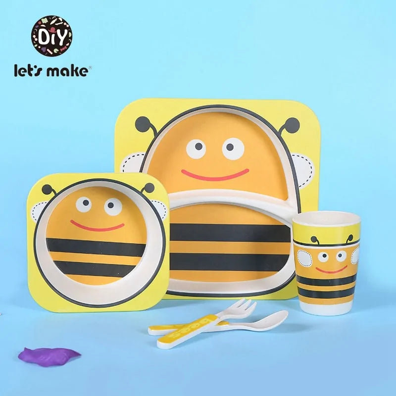 4 Piece Children's Eco-Friendly Bamboo Fiber Dishes