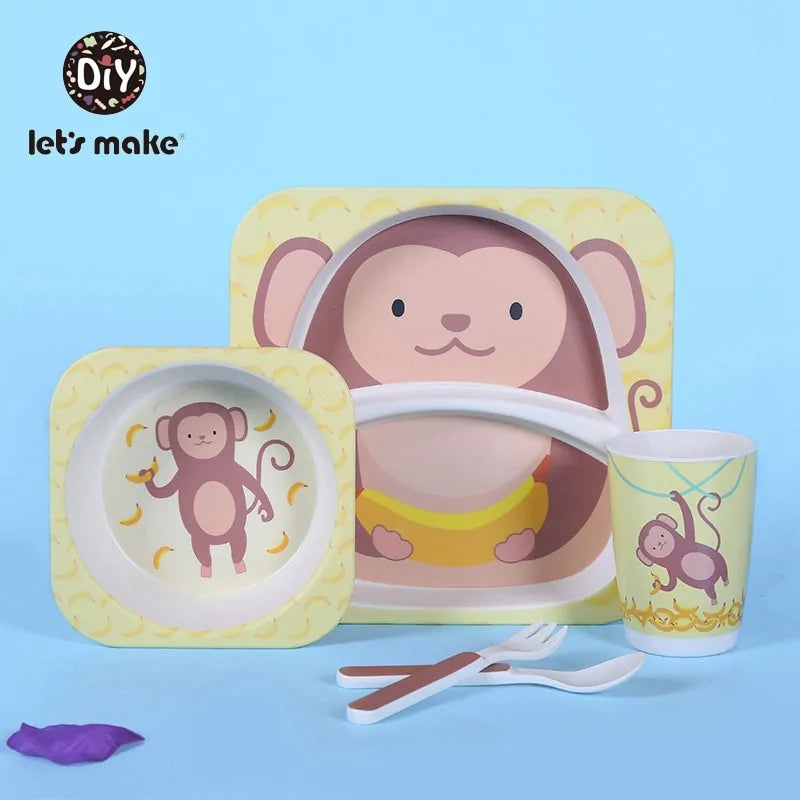 4 Piece Children's Eco-Friendly Bamboo Fiber Dishes