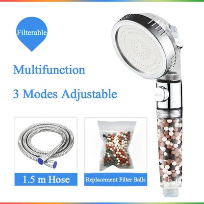 3-Function High Pressure SPA Shower Head With Filter