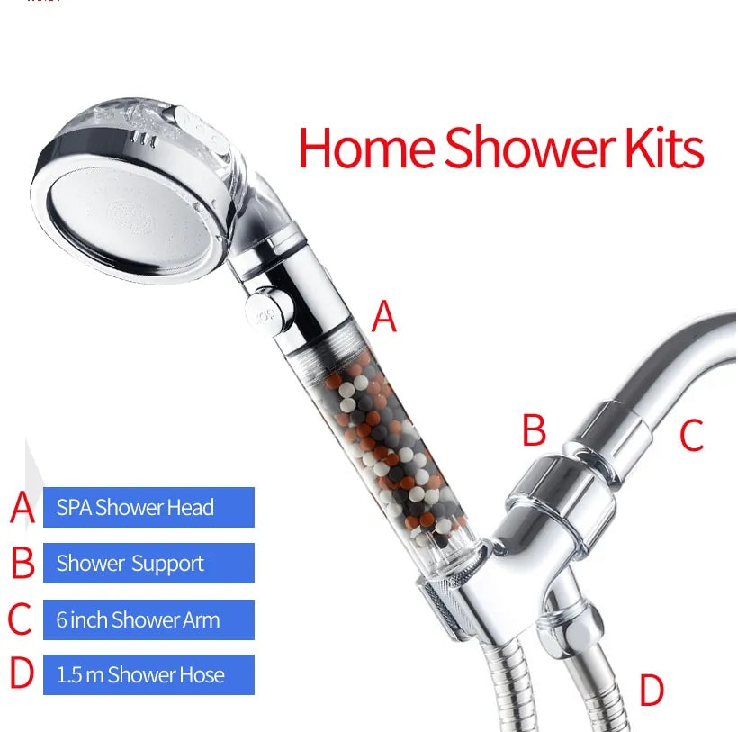 3-Function High Pressure SPA Shower Head With Filter