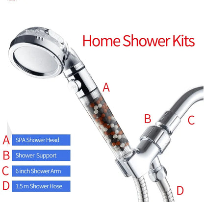 3-Function High Pressure SPA Shower Head With Filter